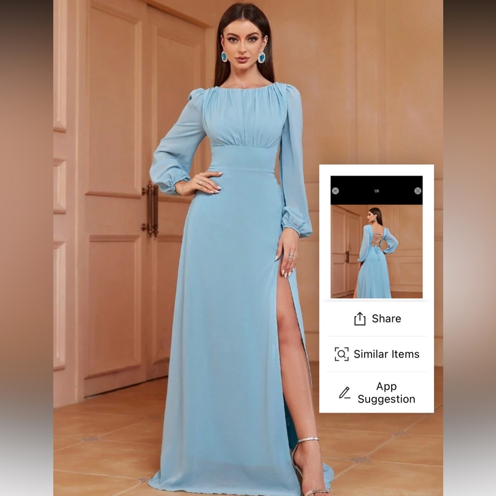 Blue Long Sleeve Dress